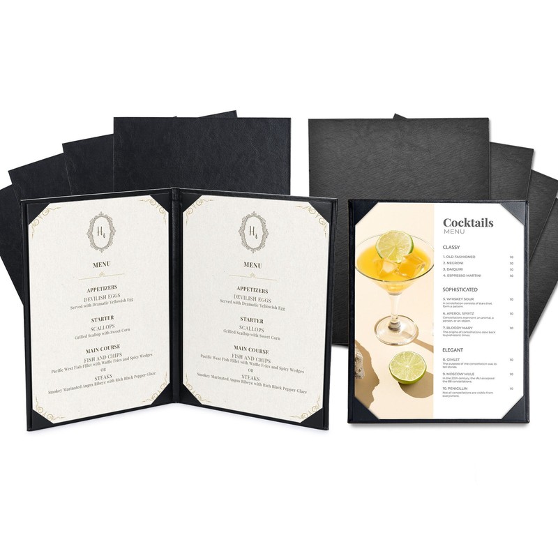 WeChef 8.5x11" Menu Covers Holders 5 Pcs 1 View & 5 Pcs 2 View kit PU Leather