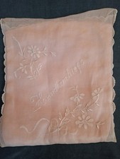 Vintage 1940s Pale Pink Organdie Hanky Holder