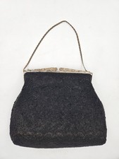 Vintage 50s Beades Black Evening Purse Original