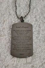  Stainless Steel Lord's Prayer Pendant Dog Tag & Chain 22 In Chain Aurafin