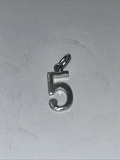 NEW Sterling Silver  Number  # 5 Charm Pendant 925