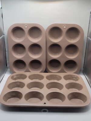 Set Of Vintage Cupcake Pans Chilton Wear Ever Aluminum Brown