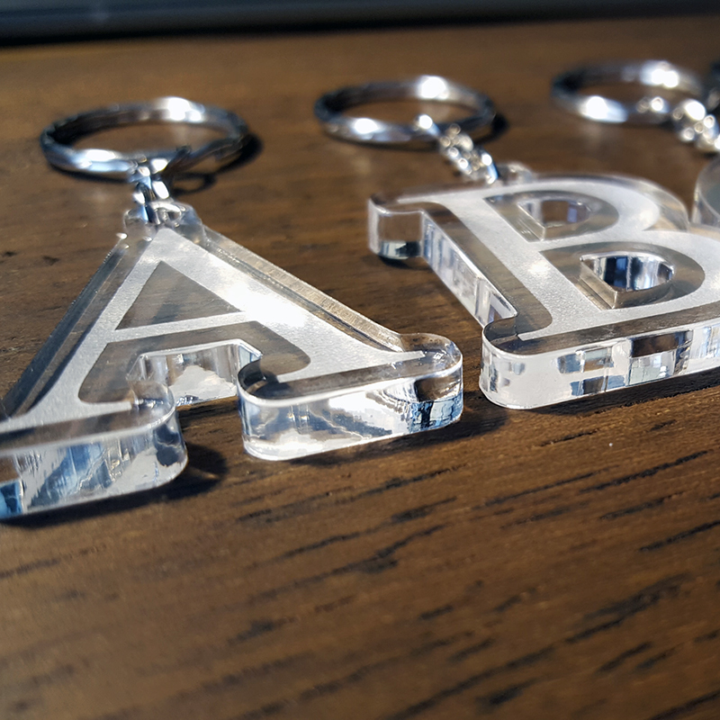 ALPHABET LETTER Initial KEYRING KEYCHAIN Laser Cut 5mm CRYSTAL CLEAR ...