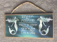 Mermaid Sign Wisdom From A Beach Blue Teal Tropical Coastal Home Decor Nautical