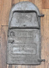 Vintage 1899 Bates Hawley US MAIL Cast Iron Mailbox Front with Slot