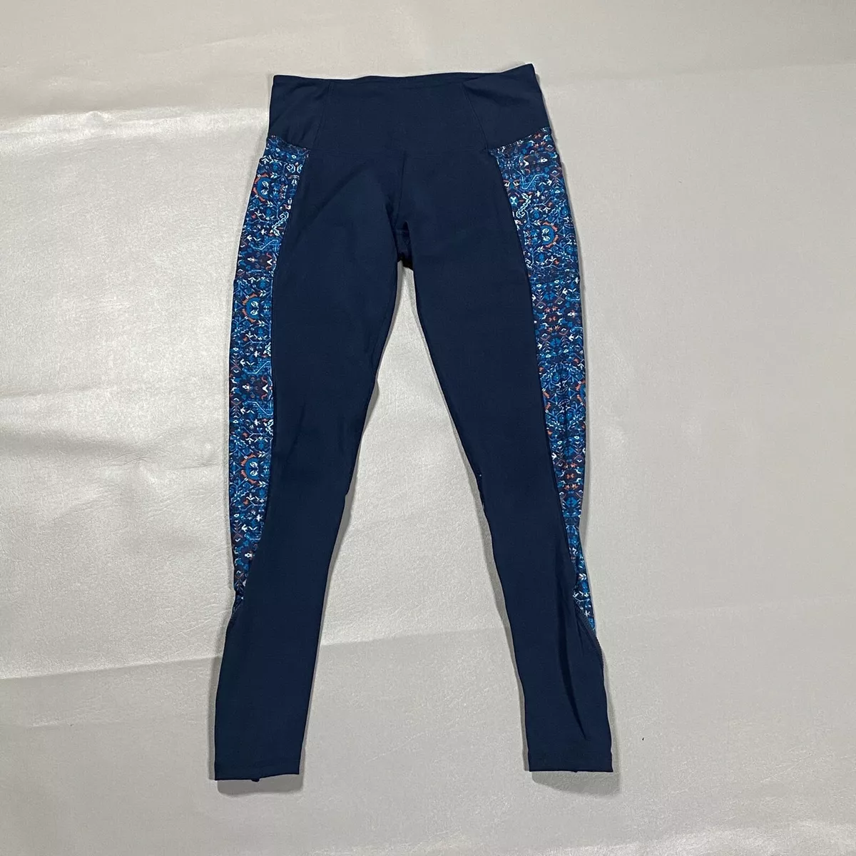 Z by Zobha Leggings Womens Small Dark Blue Stretch Full Leg Zip Pockets  Yoga