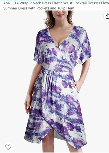 Womens Wrap V Neck Summer Dress Tye Dye Cocktail Dress