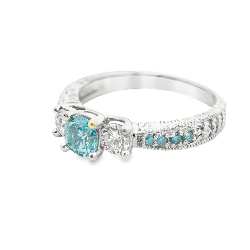 Anillo de compromiso vintage de diamantes laterales de 0,42 quilates TW de oro blanco de 18 quilates talla 8,5 Foto 4 de 4