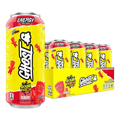 GHOST Energy Drink - 12-Pack, Sour Patch Kids Redberry, 16Oz - Energy & Focus
