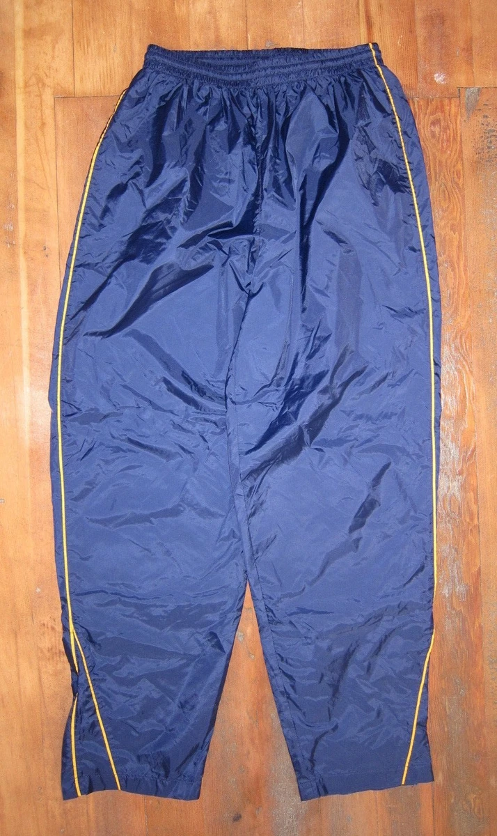 BROOKS Blue Yellow Nylon TRACK PANTS Running Gym Athletic Sz