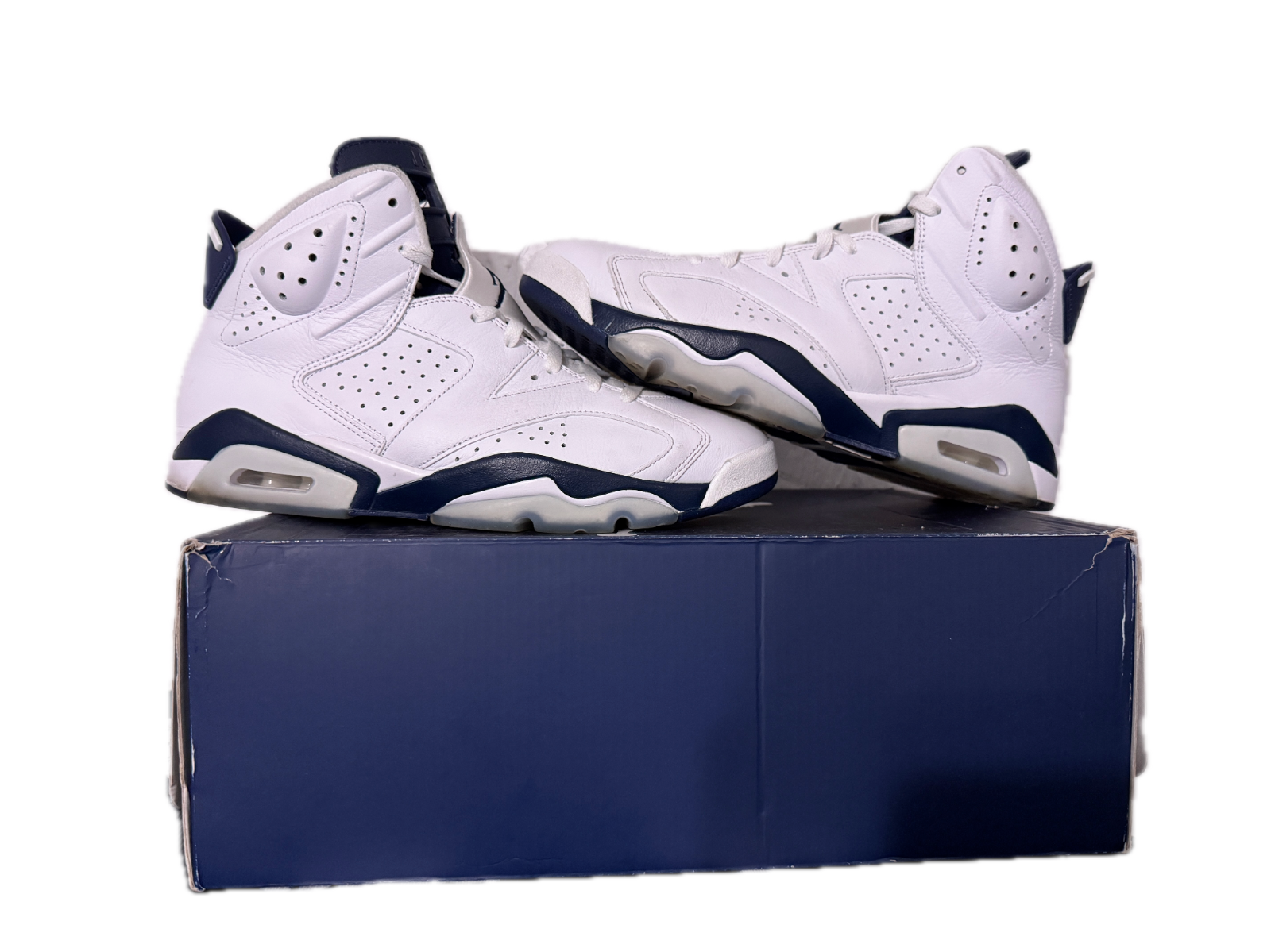 US 12 - Air Jordan 6 Retro Midnight Navy CT8529-141 - White Blue Men's WITH BOX