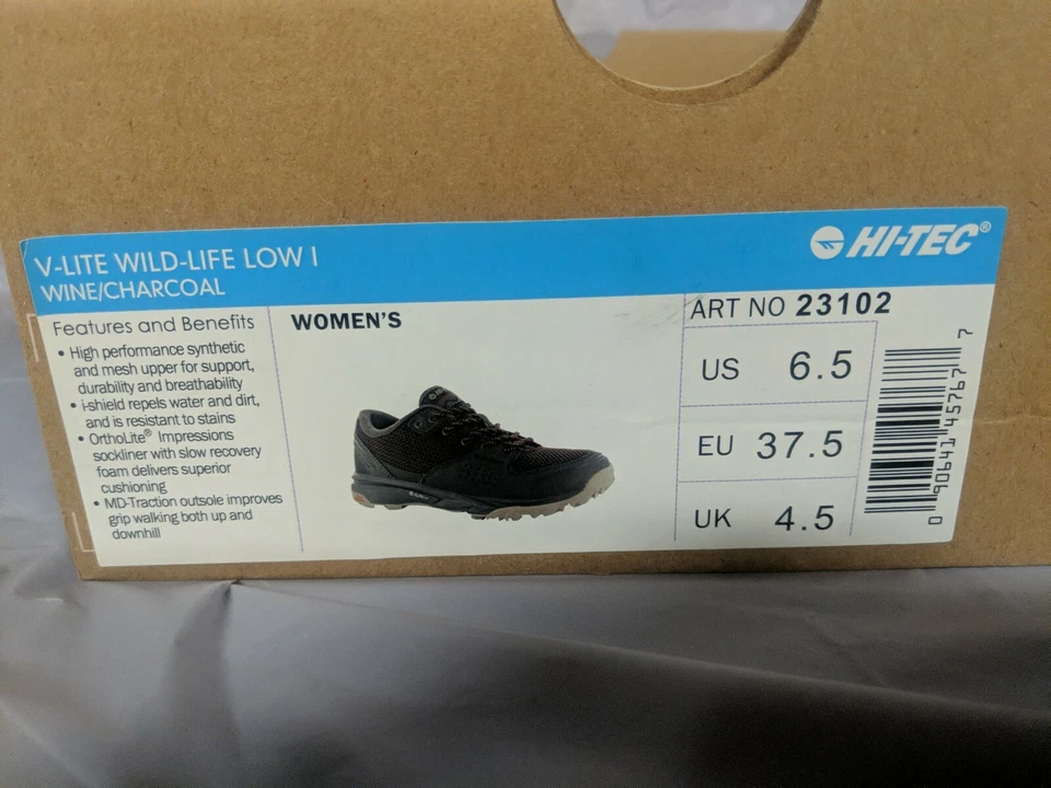 Hi-Tec V-LITE Wild-Life Low I - Bota de Senderismo VINO/CARBÓN Talla 6.5 ~ estante 1L Foto 4 de 4