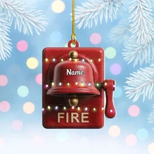 Personalized Wall Mounted Fire Alarm Bell 2D Flat Ornament, Christmas Home Decor