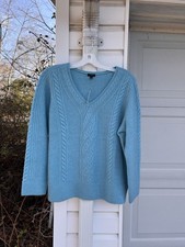 NWT Talbots Cozy Aqua Blue Multi-Weave V-Neck Long Sleeve Sweater 2X