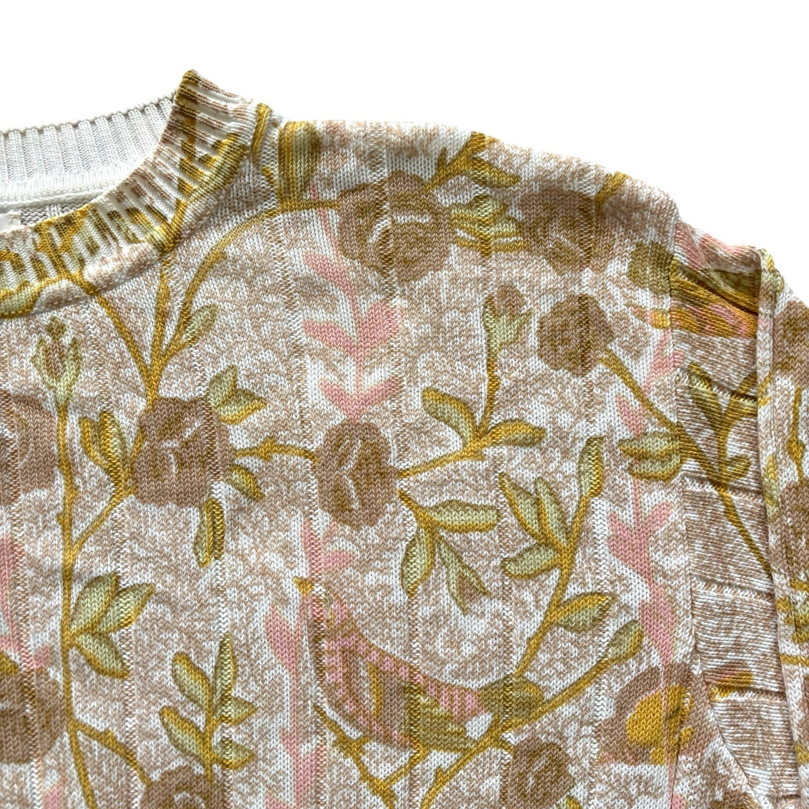 Vintage Womens Jumper Italian Floral Patterned Crew Neck Retro Indie Boho 18 image 3