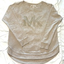 Michael Kors Signature Studded MK Sweatshirt Oatmeal Gold Women s Size Medium