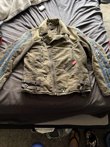 Diesel devil may cry very rare collab biker Jacket Full Zip Green Size M image 9