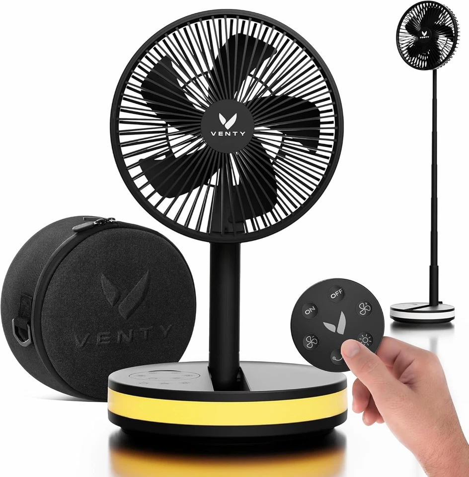 Compact Travel Fan - Wireless Battery Operated - LED Lights - Image 3 of 4