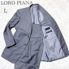 Loro Piana Gray Stripe Suit Set Up Size L Italian Fabric Vintage clothing USED