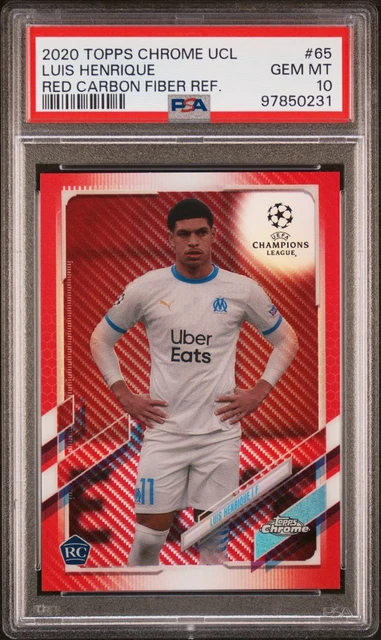2020-21 Topps Chrome UEFA UCL Luis Henrique Red Carbon Fiber SP PSA 10 Rookie RC