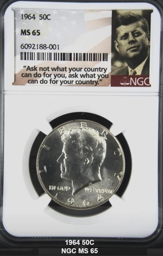 1964 Silver Kennedy 50C GEM NGC MS 65 #5182