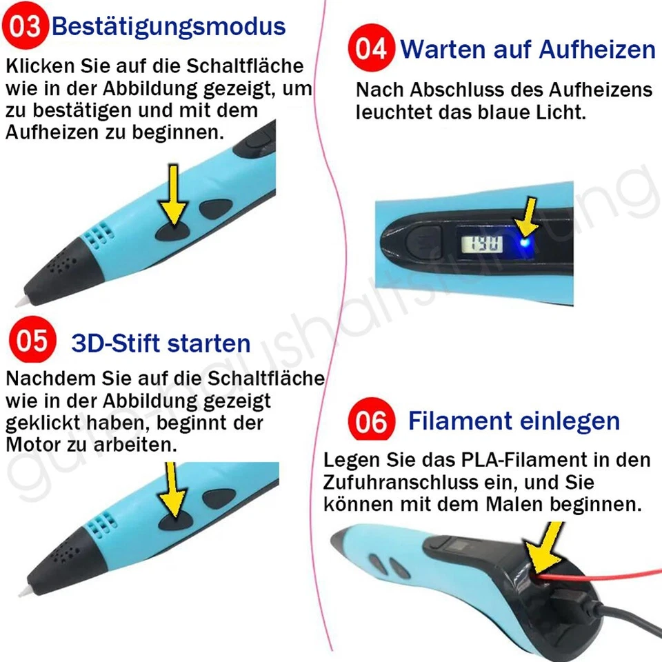 3D Druckstift Set 3D Stifte Set 109M PLA Filament 3 Geschwindigkeiten DIY Kinder - Bild 3 von 4