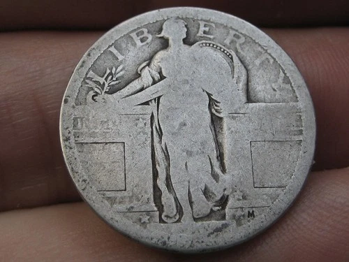 Dateless Silver Standing Liberty Quarter, Type 1 Variety Minted in 1916 and 1917