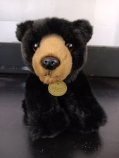 Small Miyoni Aurora Black Bear Brown Nose Plush Soft Stuffed Animal 6.5" Sitting