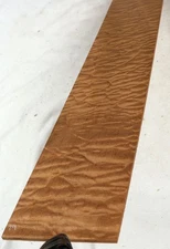 Best figure quilted Sapele craft wood/thin BASS guitar fingerboard 4.75x35.9x.2"