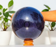 Rara sfera in pietra d'oro blu 23 cm enorme sfera di cristallo guarigione...