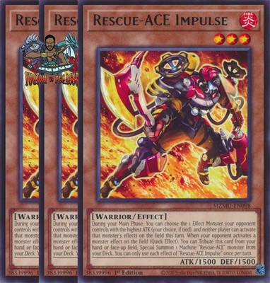 Yugioh! 3x Rescue-ACE Impulse MZMU-EN098 Rare 1st Ed NM