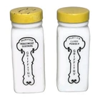 Vintage Purified GRIFFITH'S Laboratories White Milk Glass Spice Jars SET OF 2
