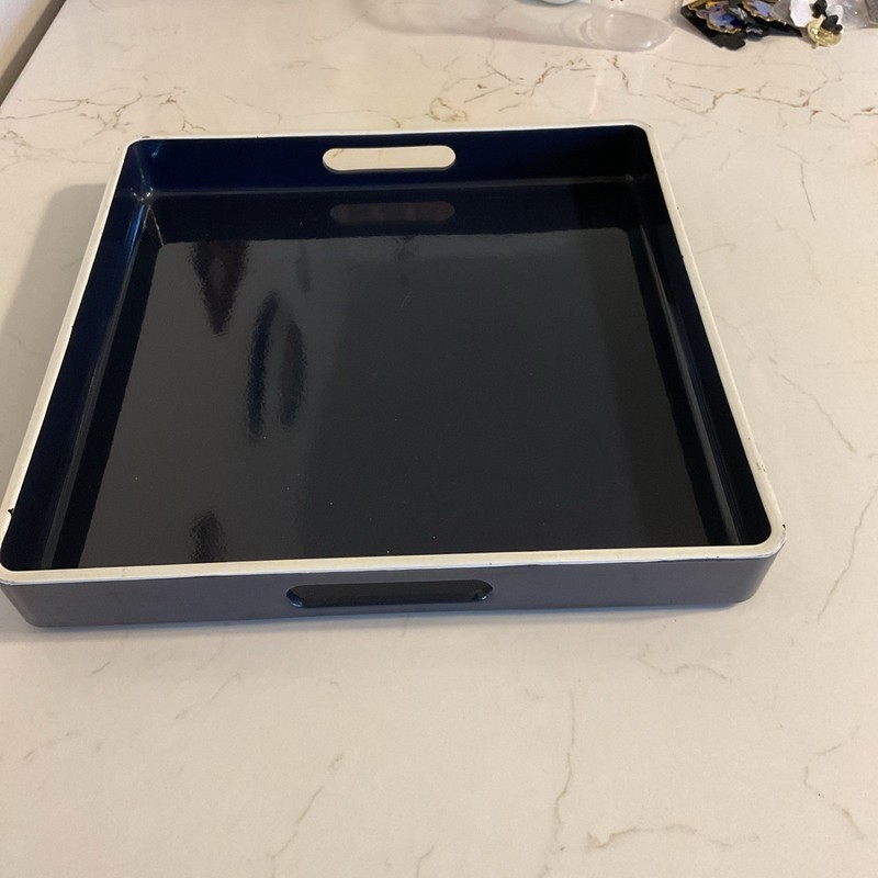 Decorative Tray, Royal Serving Tray with Handles, Coffee 12" x 12" x 1.6" Blue