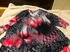 Avenue Plus 26/28 V-Neck Abstract Print Pullo...