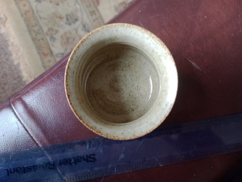 Studio Pottery Stoneware Brown & Beige Glaze Sugar Bowl. 12 cm Dia. Mark RS? - Picture 5 of 7