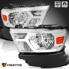 Fits 2019-2024 Ram 1500 Clear Headlights Head Lamps w/ Dynamic LED Strip Tube