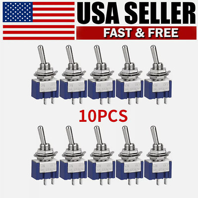 10PCS MTS-101 2 Position Mini Toggle Switch 2 Pin SPST ON-OFF 6A 125V AC