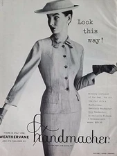 1963 Tailored By Handmacher Weathervane Suit Hat Fashion Ad