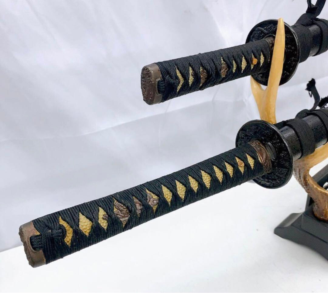 Vintage Japanese Samurai Imitation Katana Two-Sword Tsuba Menuki Vintage Japanese Samurai Imitation Katana Two-Sword Tsuba Menuki