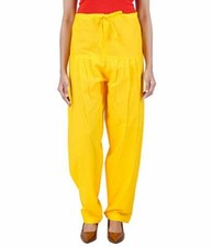 Cotton Women Patiala Women Free Size Regular Fit Salwar Pants Regular Yellow