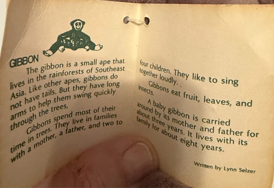 Vtg K&M International Little GIBBON Monkey 6"+ Plush Stuffed Animal Toy 1995 - Image 4 of 4