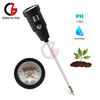 Handheld Soil pH Tester Moisture Meter Waterproof 295mm Metal Probe Garden Kit
