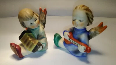 2 bougeoirs HUMMEL GOEBEL, petits anges avec luth et accordéon Noël W. GERMANY - Photo 1/4
