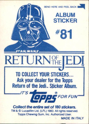 Star Wars ROTJ Trading Card Sticker Album Complete Your Set You Pick 1983 Topps - Bild 163 von 355