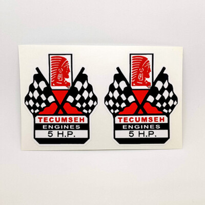 TECUMSEH ENGINE 5 HP DECALS, Vinyl STICKERS for Mini Bike, Go Kart, Mower