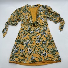 SHEIN Dress For Women XS Yellow Floral Aop Zip …#22352