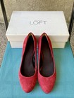 Ann Taylor LOFT Red Suede Leather 3" Pump Block Slip-On Heels Shoes (Size 7) — photo 7