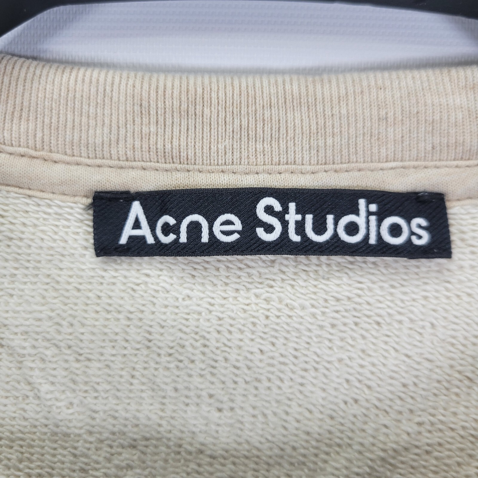 ACNE FAIRVIEW FACE BOX PATCH BEIGE PULLOVER 100% … - image 4