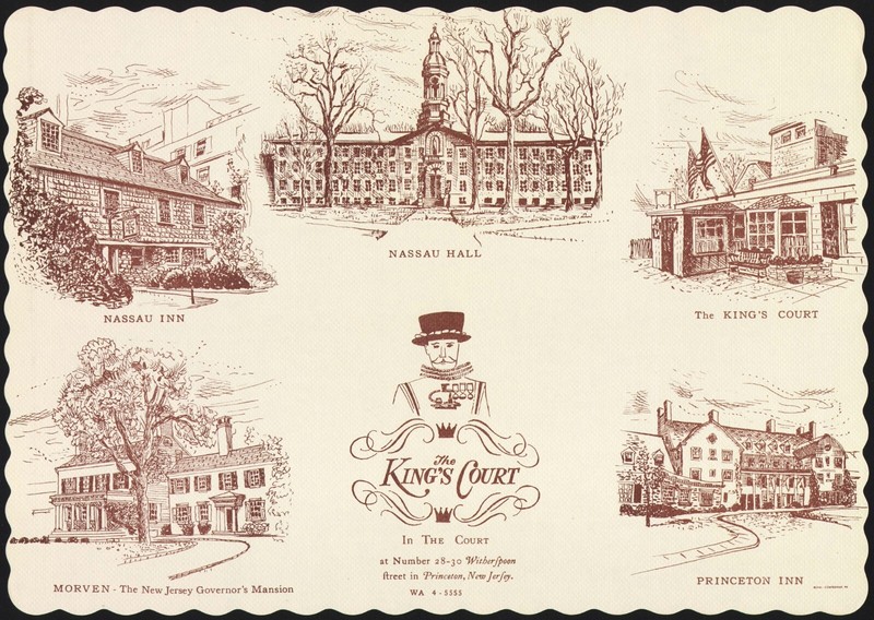 Vintage placemat THE KINGS COURT Nassau Hall Morven pics Princeton New Jersey