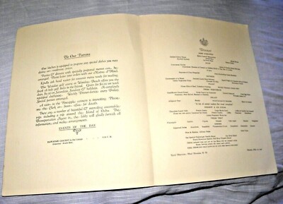 VINTAGE MENU ROYAL HAWAIIAN HOTEL HONOLULU TERRITORY OF HAWAII